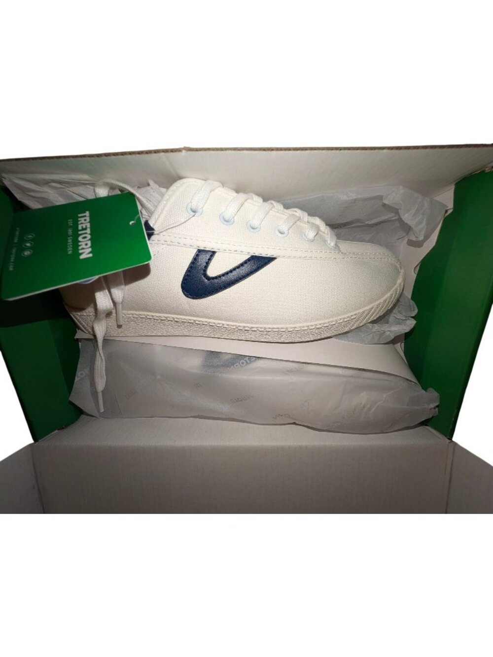Tretorn Nylite Canvas Sneakers White Navy Size 10 Womens Enhanced Comfort System